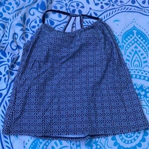 Navy and white tankini top